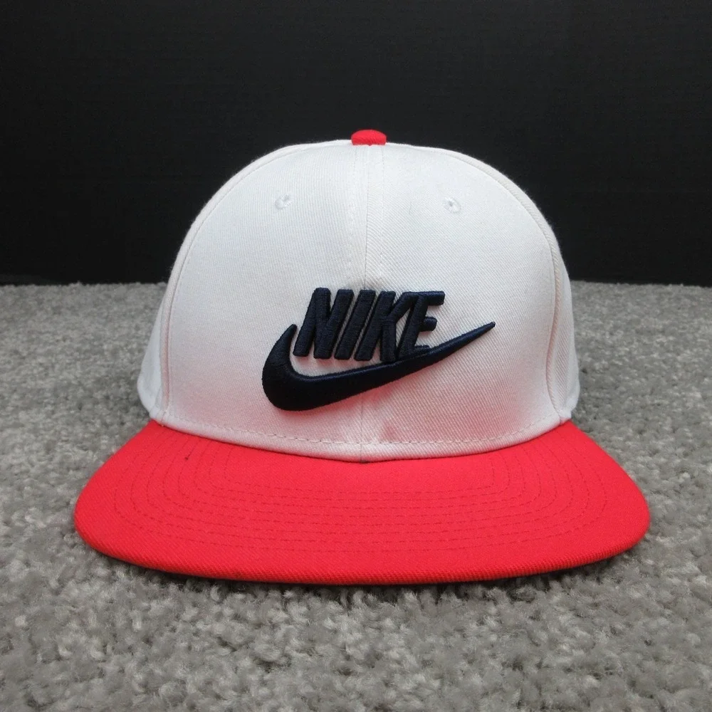 Nike Hat Cap Mens Snap Back White Red Sportswear Pro Drifit Twill Performance